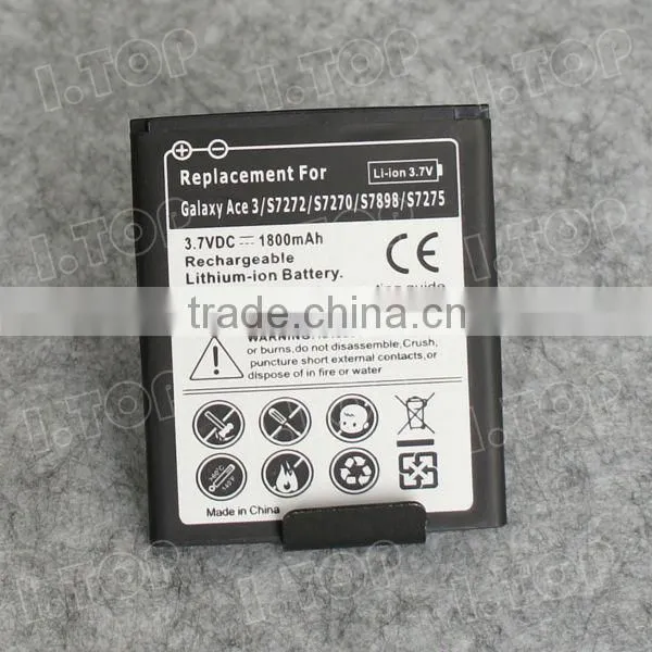 Backup battery for Samsung Galaxy ACE 3 S7272,3.7V 1800mAh,18 months warranty