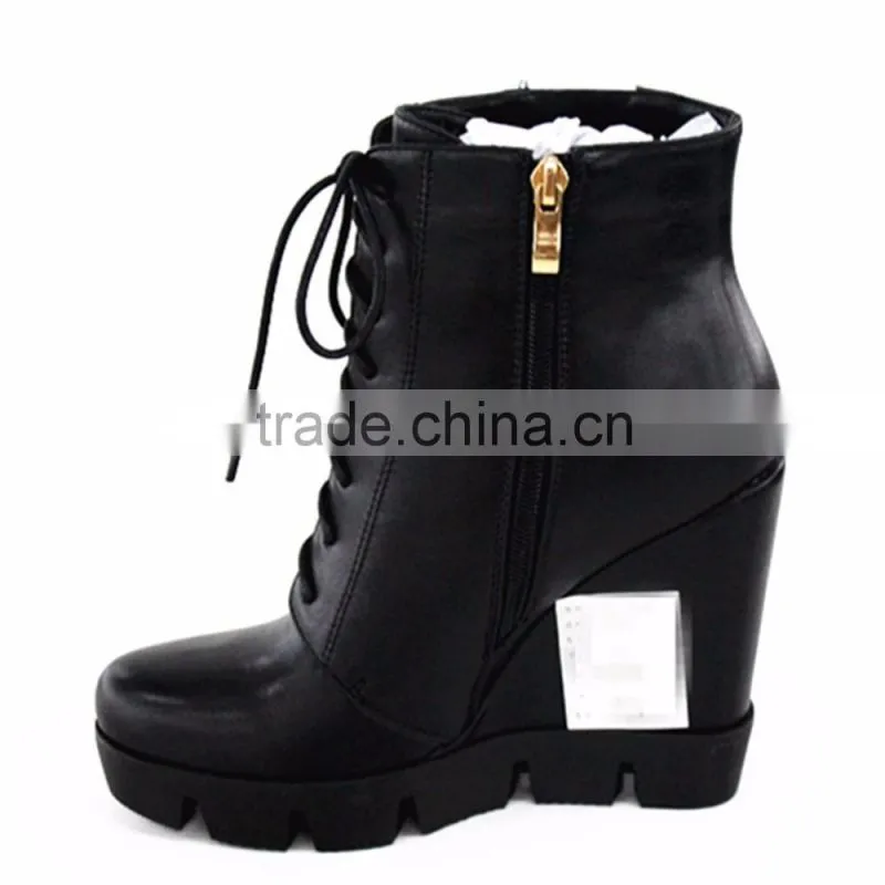Winter wedge cheap sheepskin boots with neoprene