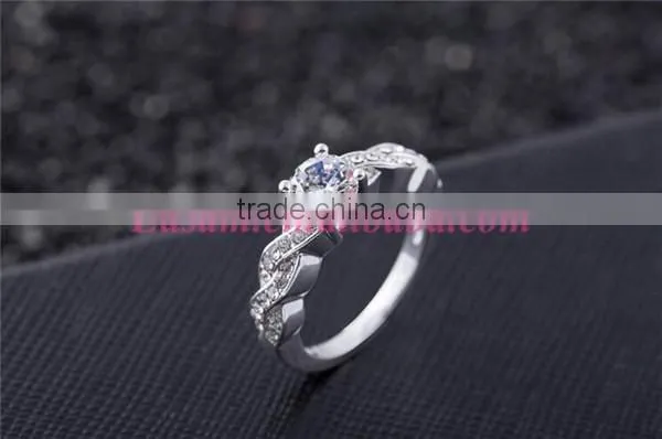 Custom silver crystal wedding ring/diamond engagement ring