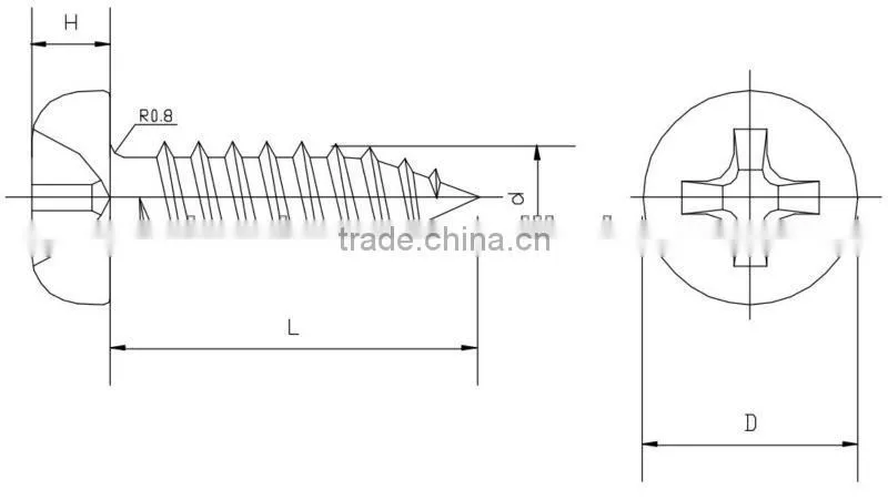Cross recessed pan head galvanized self tapping screws