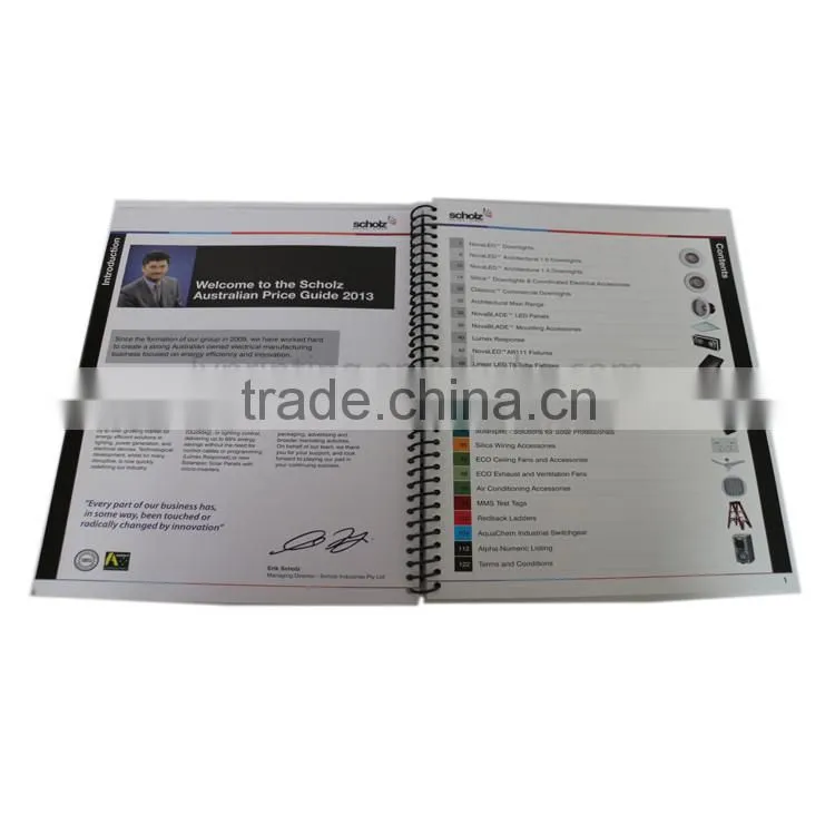 High quality spiral binding catalogue printing custom photo book printing