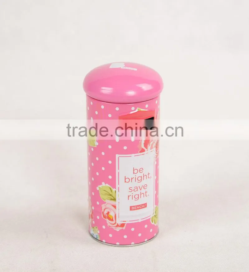 Customized printing coin bank tins, money coin storage tin box