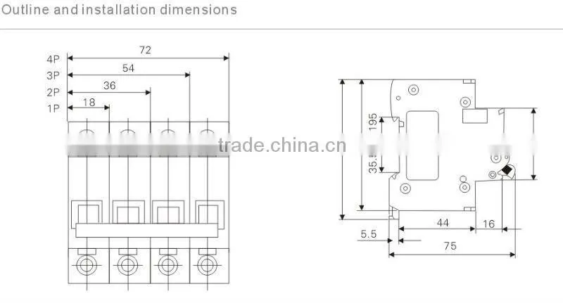 breaking circuit breaker mcb 1p 16a electric mcb
