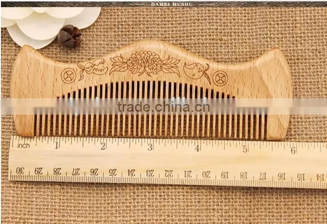 Hot sales promotion gift LOGO engraved hand made wooden comb