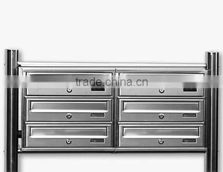 Hot sale in German market 304 Stainless Steel apartment building mailbox 6 boxes