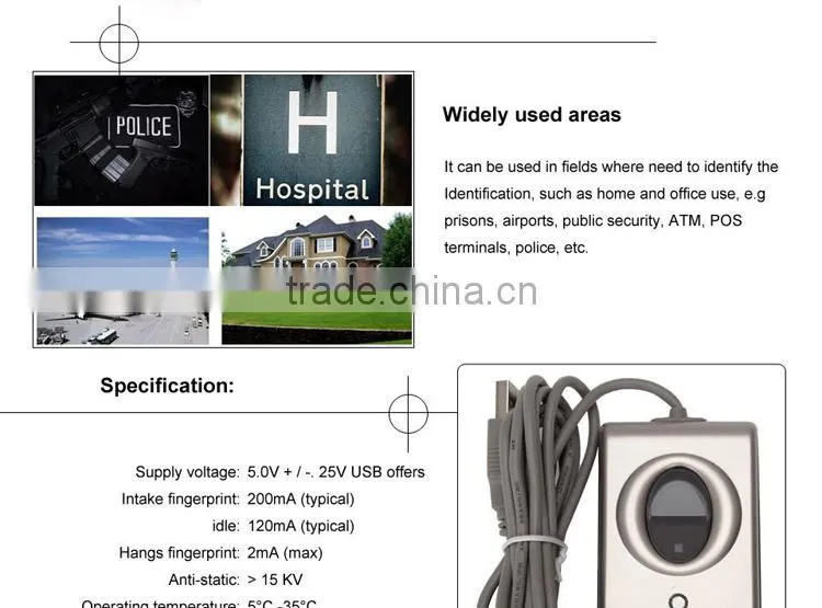 URU5000 fingerprint scanner fingerprint reader 500 dpi optical fingerprint sensor