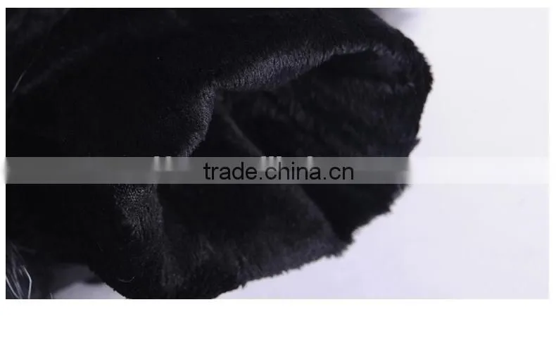 Women Girls Winter Plush Raccoon Fur Leather Mitten Gloves Warm Driving Gift