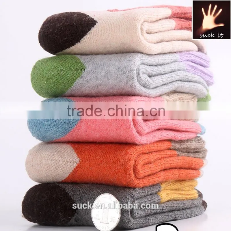 winter women thick 100% woollen socks for young girl