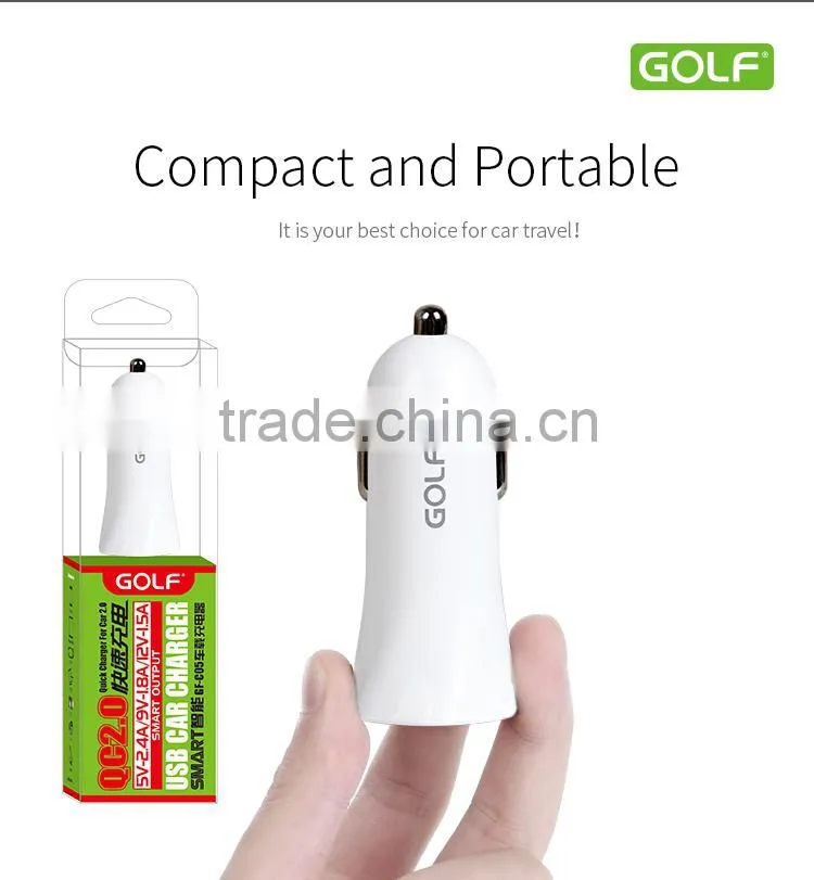 GOLF good quolity qc2.0 car charger hot new products for 2015 12v qc 2.0 car battery charger for mobile phone