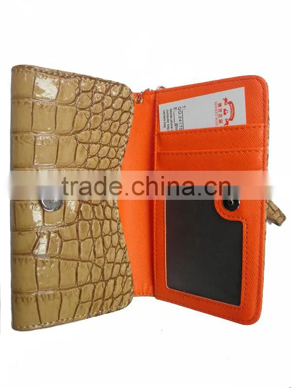 hot selling custom stylish leather 5.5 inch universal wallet phone purse for iphone 6 plus with card slots wholesale