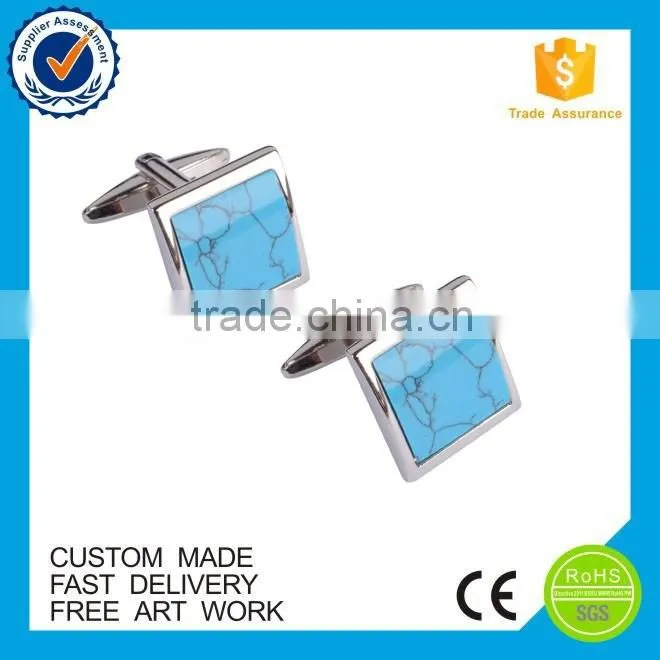 Newest design wholesale blue stone cufflinks set