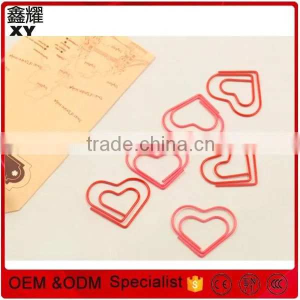 professional factory customer logo red fancy heart shape novelty paper clips