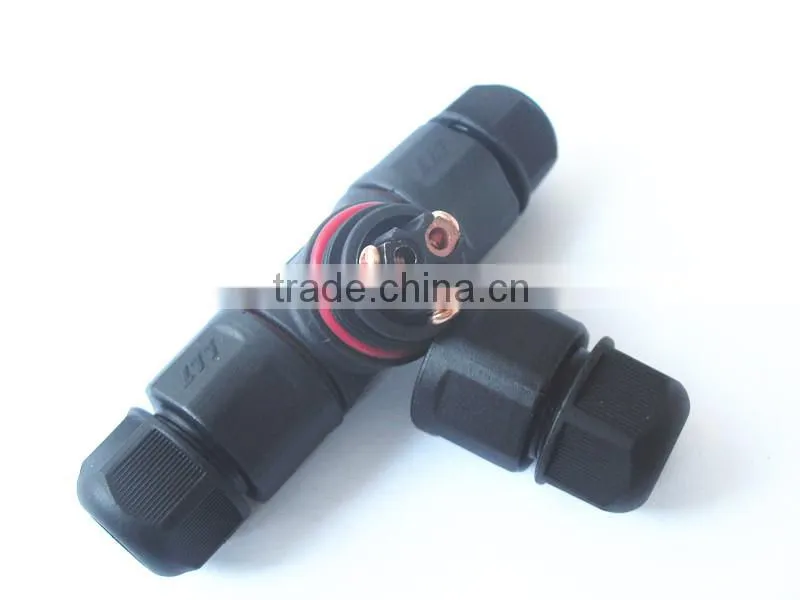 field installable screw fixing waterproof 3-way T connector Tee junction