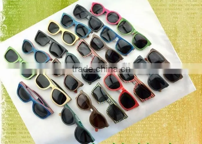 Colorful skateboard handmade wooden sunglasses