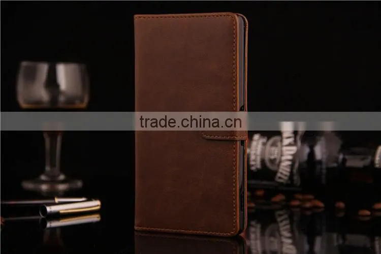 High Grade anti-dirt credit card purse stander Leather Flip Case Cover for Sony Xperia Z3