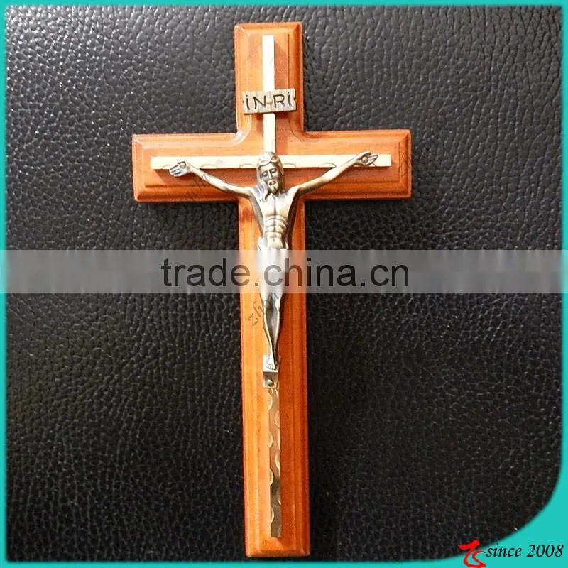 Wood Inspired Bronze Wall Cross Crucifix Jesus Christ