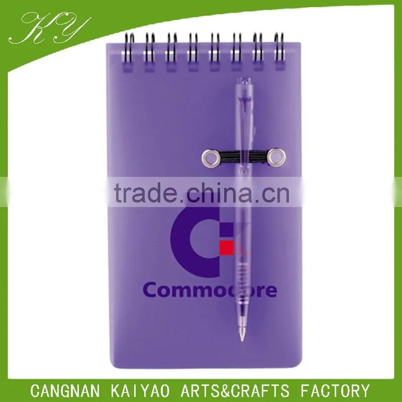 2016 promotion stationery notepad plastic pp cover notebook with pen
