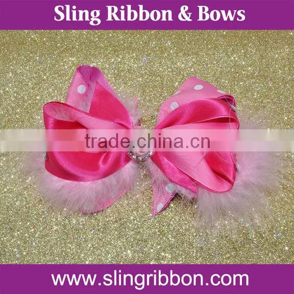 Kids Hair Bows, Polyester Satin Bows, Pink satin Bows