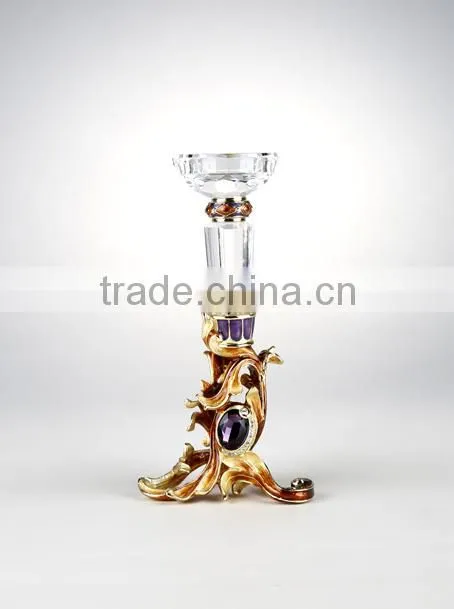 RORO Vienna enamel home decoration craft candle holder pewter design crystal candle stand