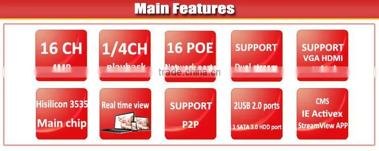 NEW ARRIVAL ! H.264 4MP/3MP POE p2p rohs h.264 16ch hd sdi dvr