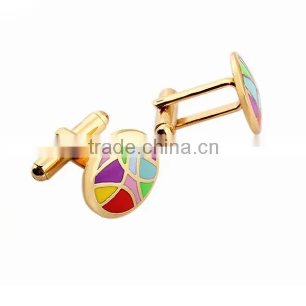 Alibaba in stock stainless steel 18k gold metal cufflinks, enamel cuff links for men