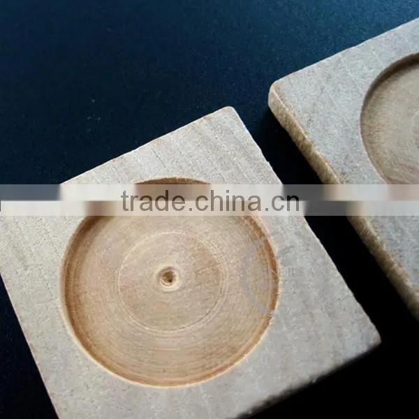 25mm setting size natual log wood round bezel square pendant setting DIY findings bezel tray supplies 1411129