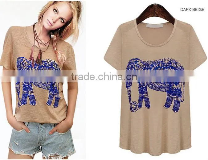 OEM Fashion 2015 Cheap Women Tshirts Custom Printing Short Sleeves Round Neck Summer Casual Tshirt Women Cotton Tshirt