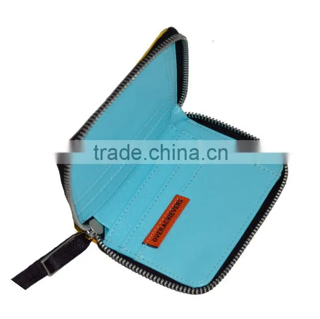 Fashion custom zipper leather wallet case
