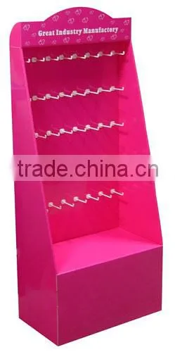 supermarket retail cardboard floor hook display stand for socks