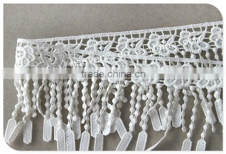 Beautiful design 9cm width polyetser crochet tassel fringe for dresses wholesale