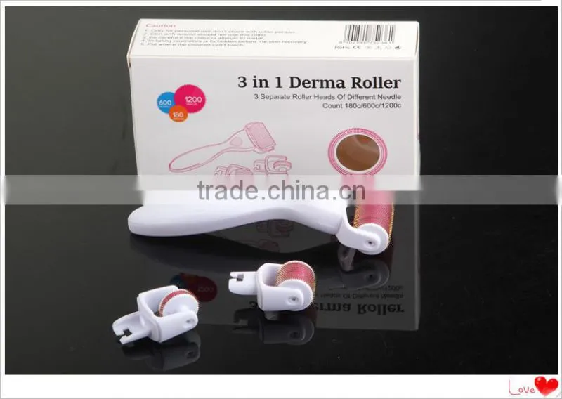 2015 newest 180/600/1200pins 3 in 1 derma roller