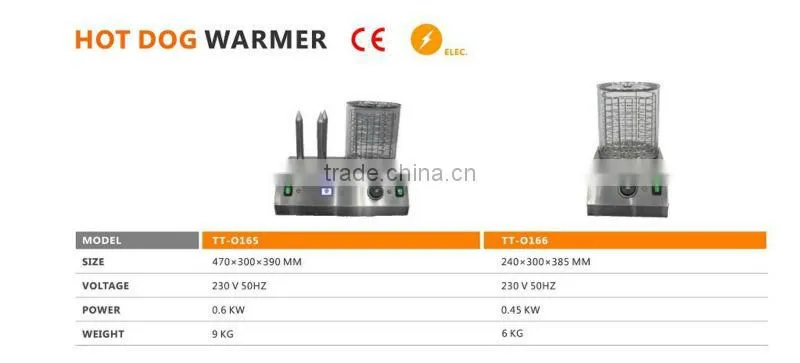 Hot Dog Warmers - 3 Torpedo Roll Spikes - 0.6 KW, CE Approved, TT-O165