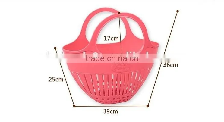 Plastic Storage Basket Fruit Vegetables Shopping Picnic Bin With Handles 2 Sizes