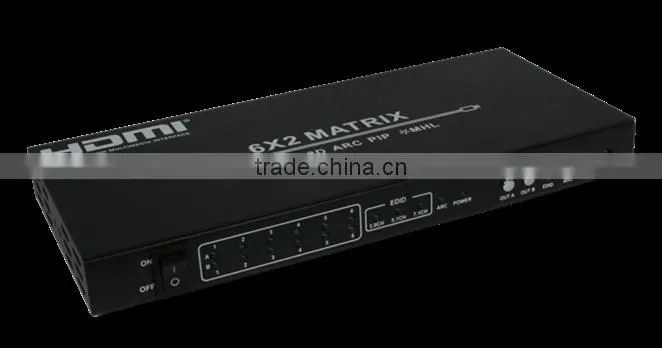 New Product High Quality HDMI 1.4 Matrix 6*2 HDMI Switch Black
