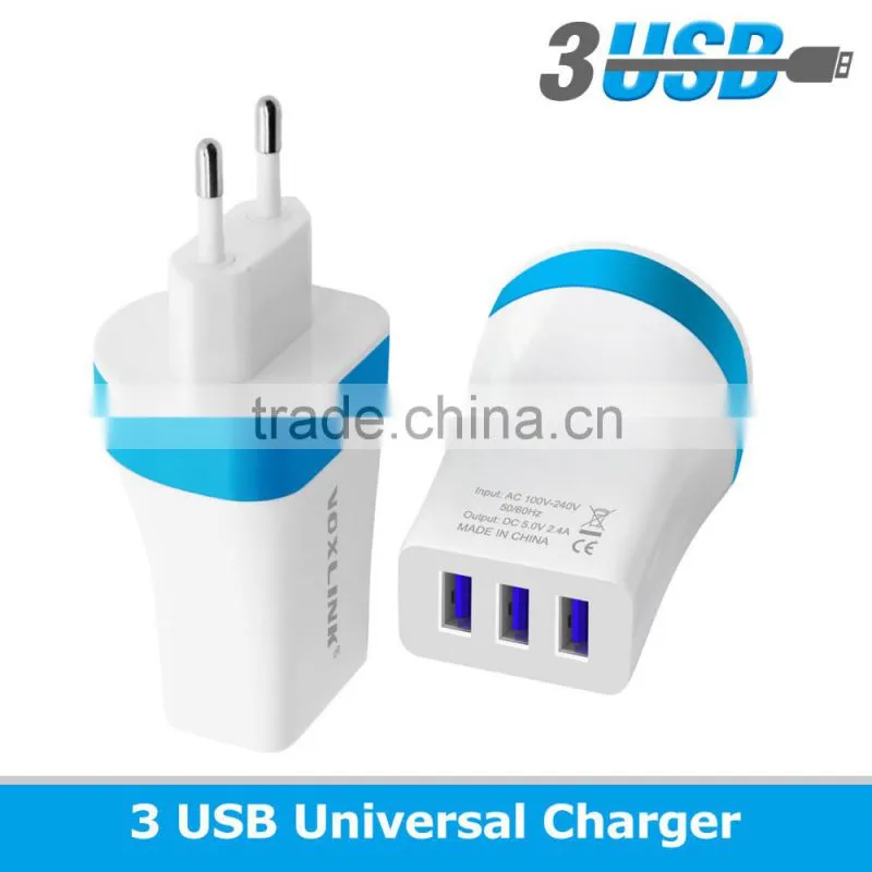 VOXLINK Eu plug 5V 3.4A 3 USB ports wall charger adapter with CE FCC ROHS