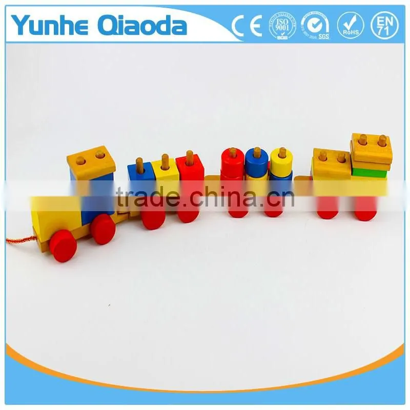 colorful Wood stocking Train Toys Geometric Building Blocks Education Gift