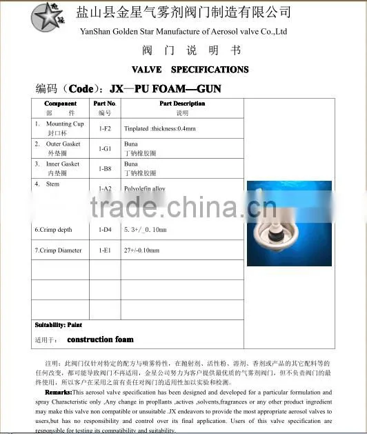 1 inch spray PU polyurethanes foam gun valves