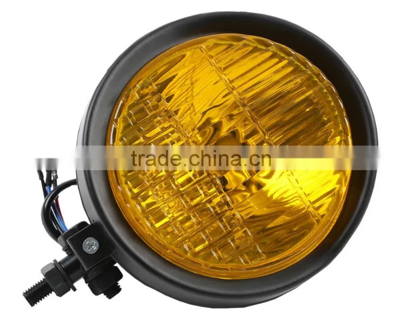 5-3/4" Faceted HeadLight Headlamp For Bobber Choppers Cruiser Old school