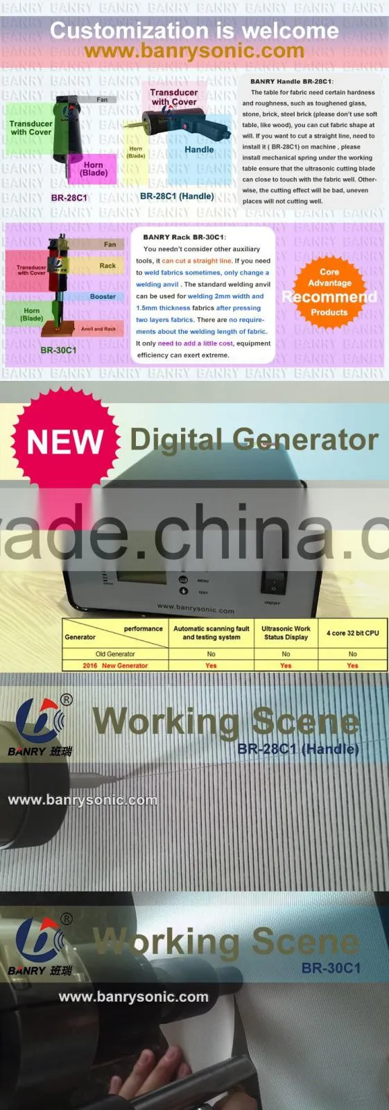 Ultrasonic poliester fabric cutter