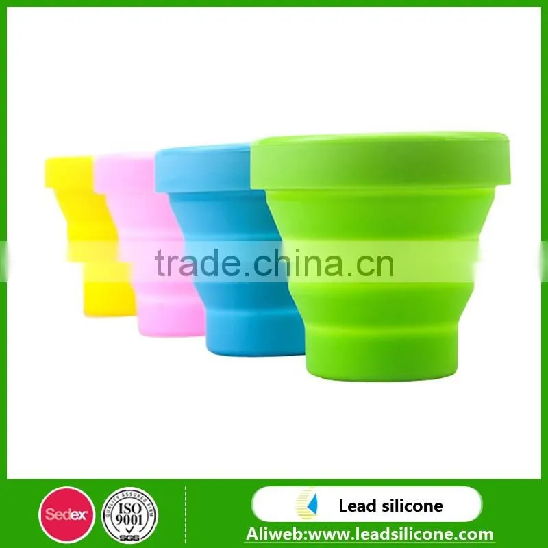 Eco-friendly Collapsible Silicone Coffee Cup For Camping/Silicone Flodable Cups With Lids