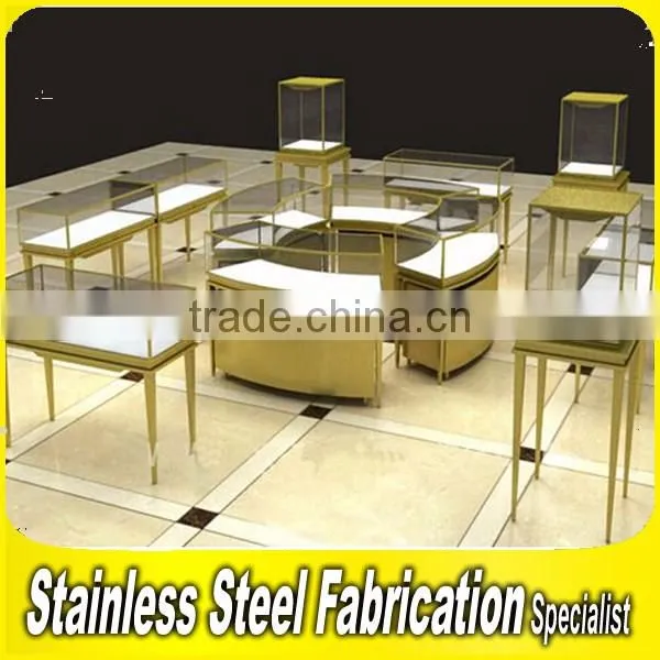 Bespoke Stainless Steel Glass Jewelry Display Showcase