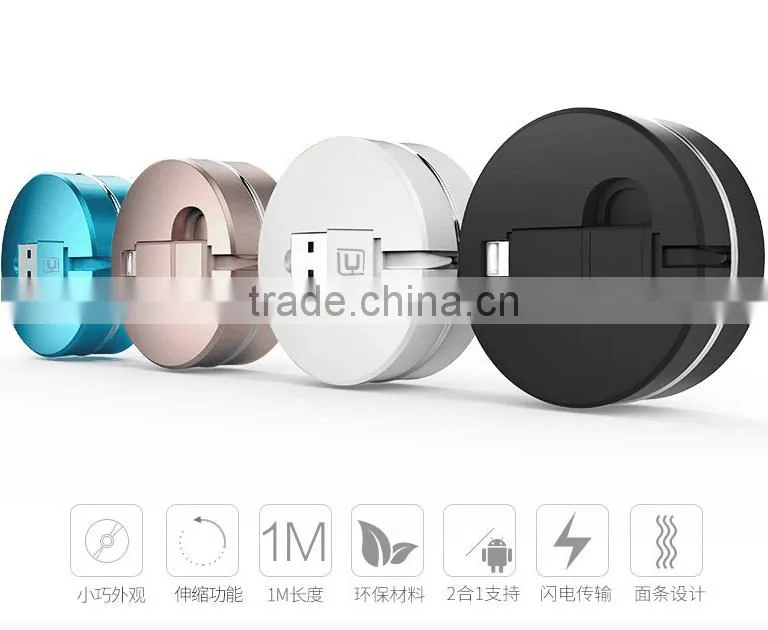 Hot Sale Hidden USB Data Cable Dual Universal Flexible USB Charging Cable For Iphone 5s/6/6s And Android Mobile Phones