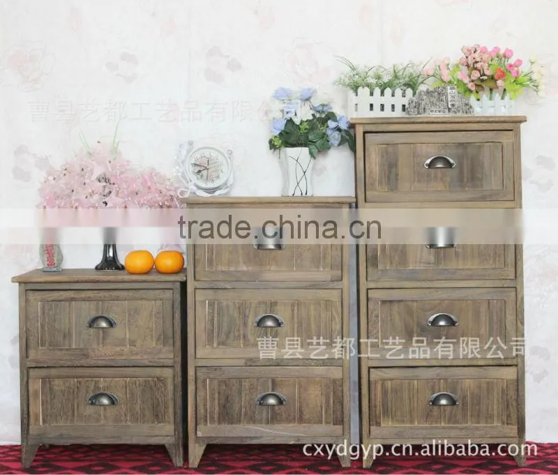 UEnjoy Shabby Chic Pair of Bedside Table Unit Wooden Cabinet 2 Drawers Nightstand Bedroom