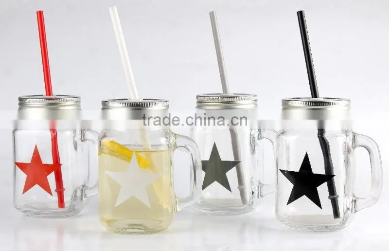 Set of 4 Cheap Hot Sale Screw Cap Star Mason Jar