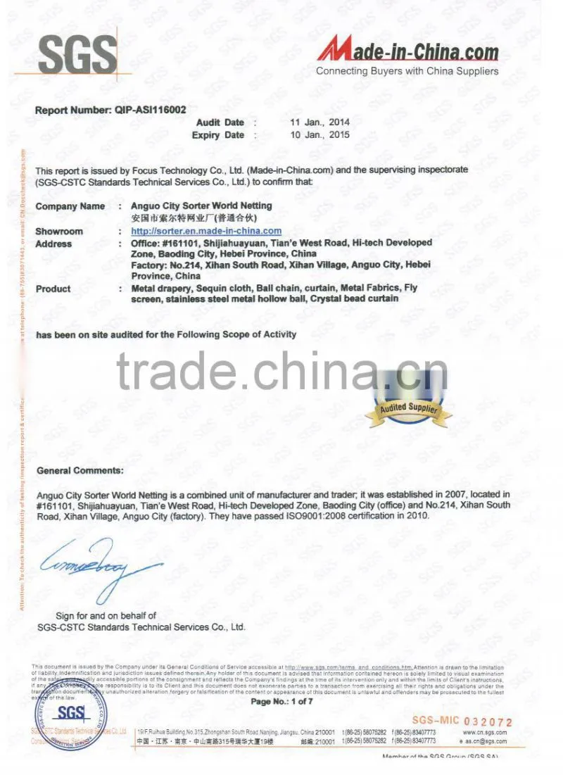 Stainless Steel Architectural Metal Wire Mesh for Cladding