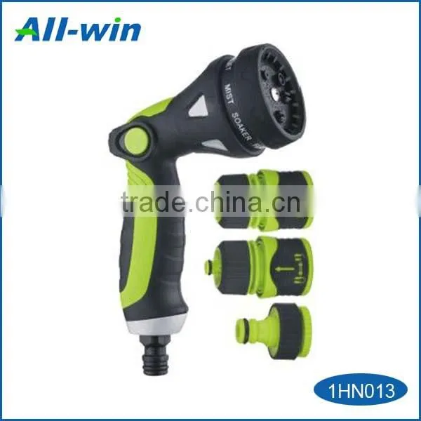 High-quality 4pcs metal 8 function hose nozzle set with soft TPR covered