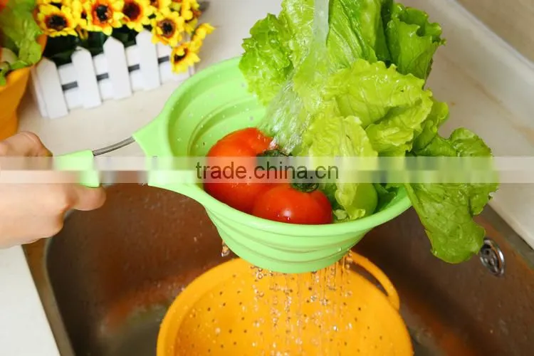 Food Grade Material Foldable Silicone Washing Up Bowl,Silicone Strainer