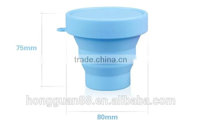 Hongguan silicone collapsible cup with handle,collapsible travel cup,collapsible drinking cup