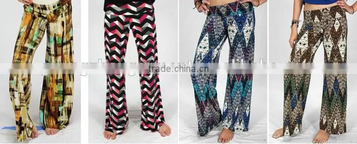 plus size adult/child wide legs yoga long pants, wholesale kids palazzo pants , unique print palazzo pants