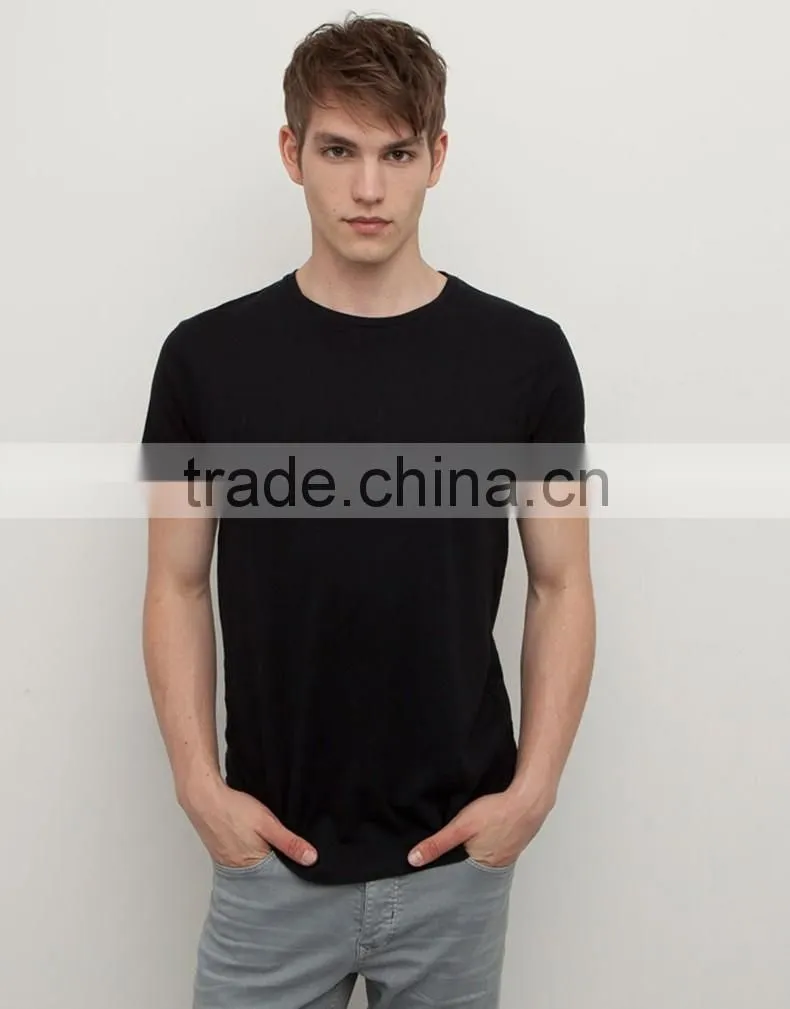 100% Cotton t-Shirt blank t shirts slim fit plain men tee black t-shirt
